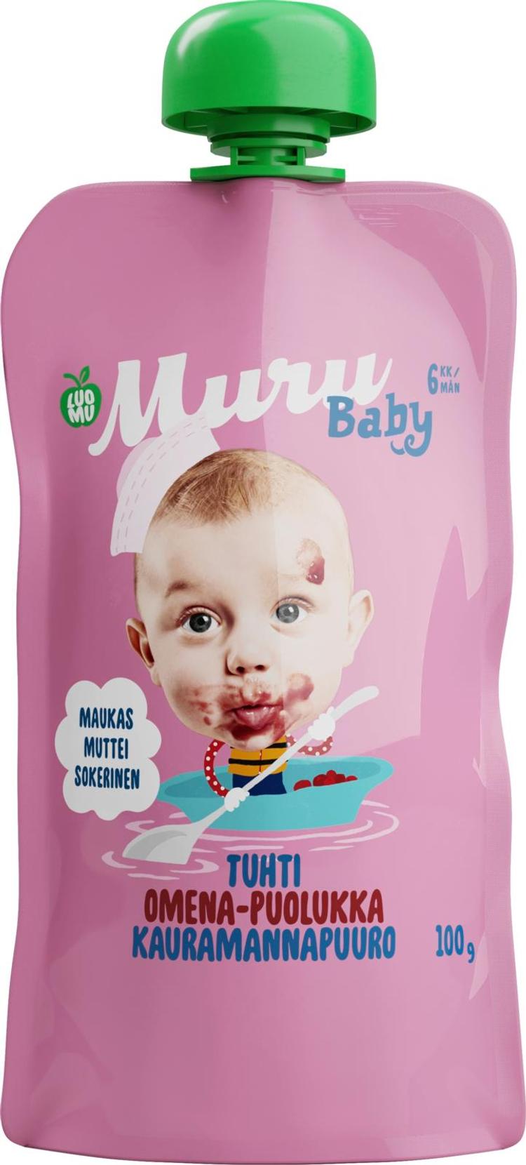 Muru Baby Luomukauramannapuuro, omena ja puolukka, alkaen 6 kk, 100 g