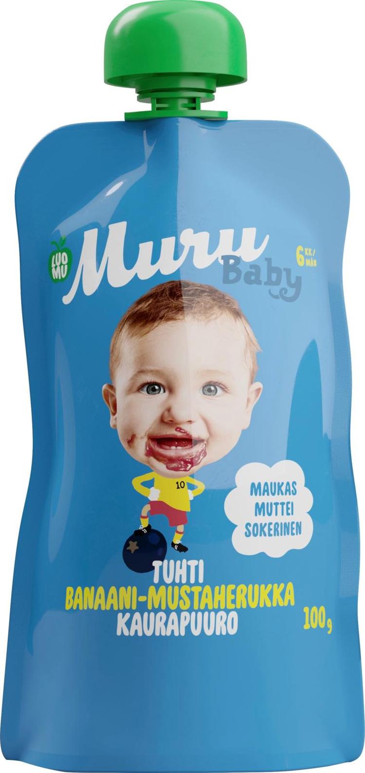 Muru Baby Luomukaurapuuro, banaani ja mustaherukka, alkaen 6 kk, 100 g