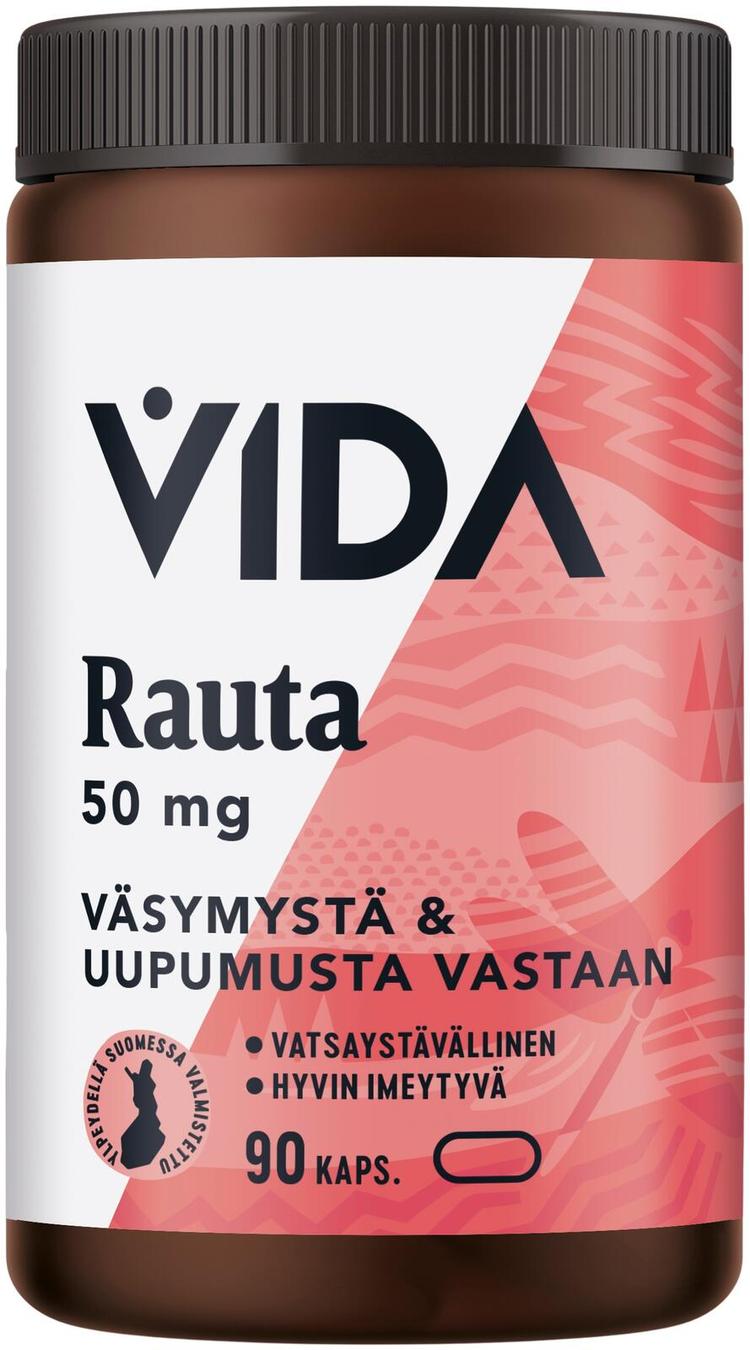 Vida ravintolisävalimiste Rauta 50 mg pitkävaikutteinen 90 kaps