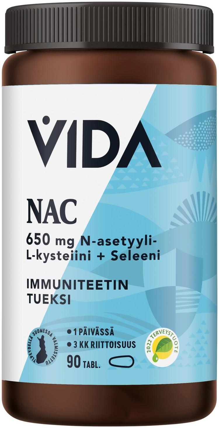 Vida ravintolisävalmiste NAC 650 mg + seleeni 90 tablettia / 75 g