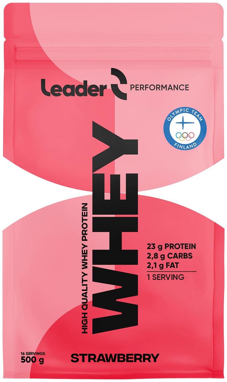 Leader Performance Whey heraproteiinijauhe mansikanmakuinen 500 g