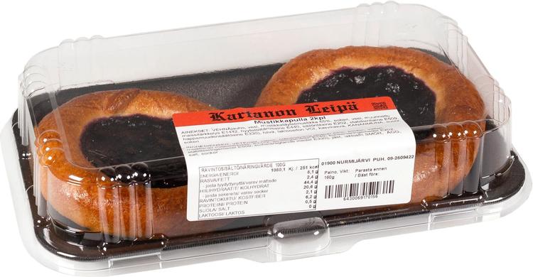 Kartanon leipä mustikka pulla 2 x 80g