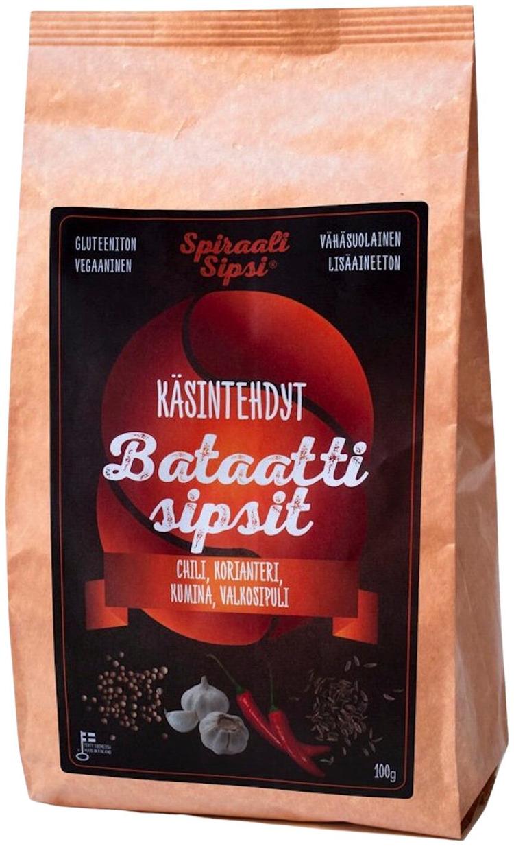 Spiraalisipsi käsintehdyt  mausteiset bataattisipsit 100g