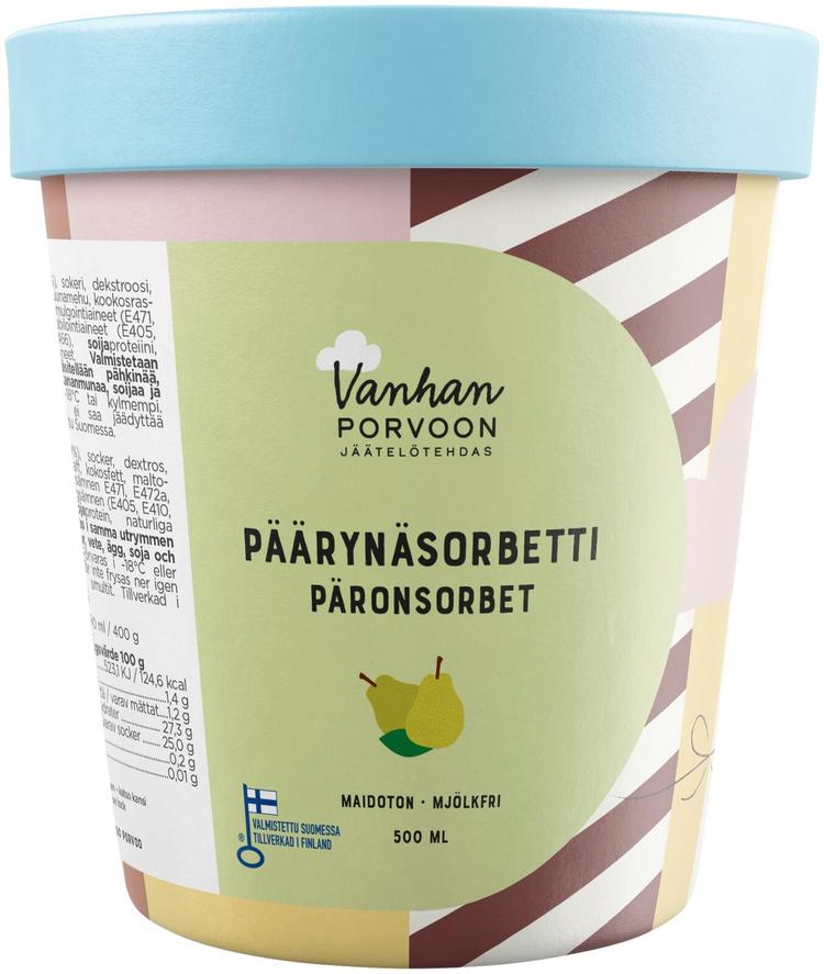 Vanhan Porvoon Jäätelötehdas Päärynäsorbetti 500 ml