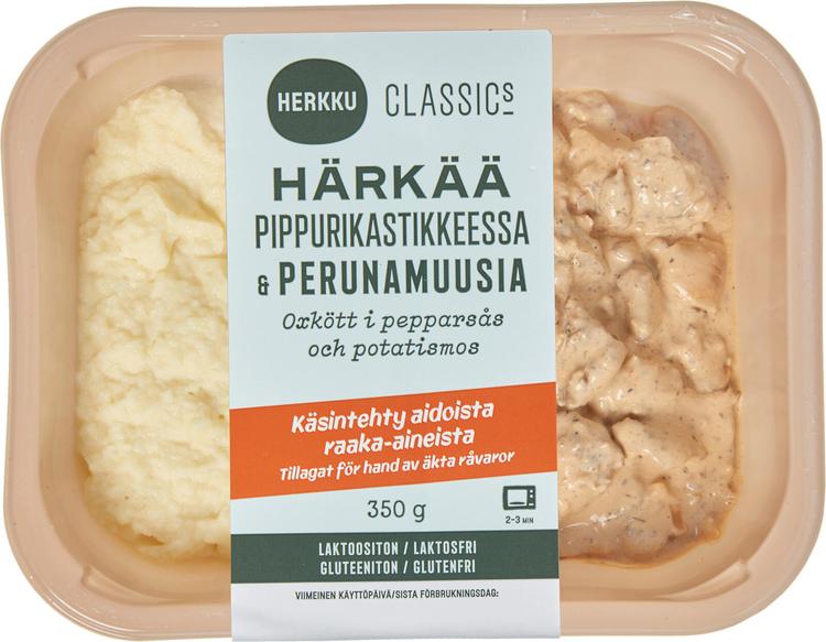 Herkku Classics Härkää pippurikastikkeessa & perunamuusi 350g
