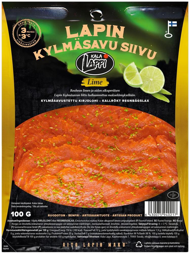 Tuore Lapin Kylmäsavu kirjolohifileesiivu lime 100g