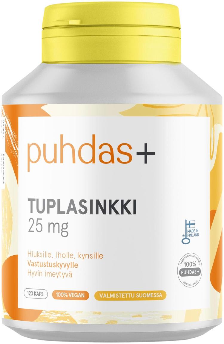 Puhdas+ Tuplasinkki 25mg 120 kaps