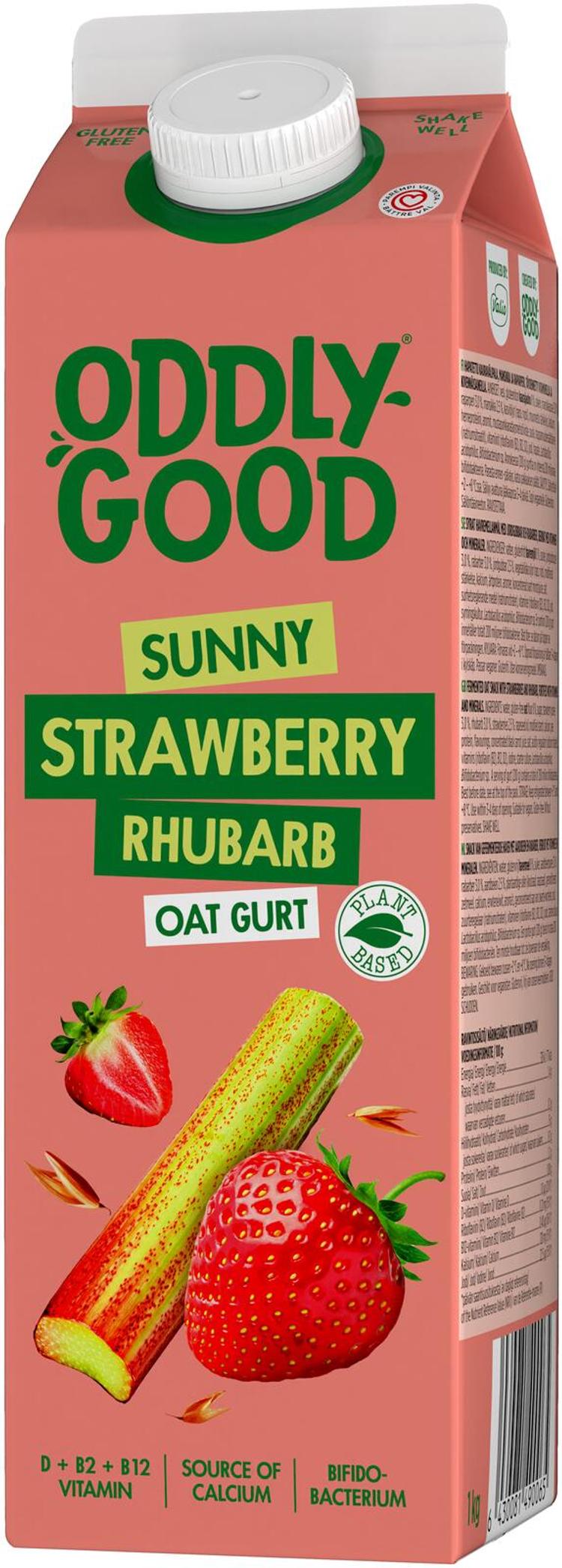 Oddlygood® kaurapohjainen gurtti 1 kg mansikka-raparperi gluteeniton