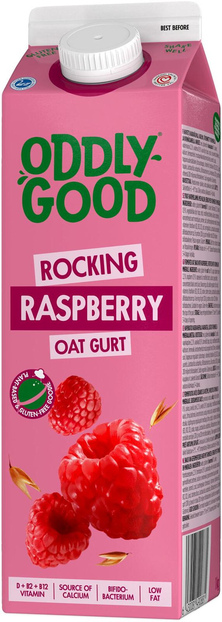 Oddlygood® kaurapohjainen gurtti 1 kg vadelma gluteeniton