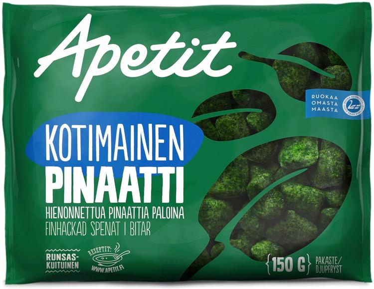 Apetit Kotimainen Hienonnettu pinaatti paloina pakaste 150g