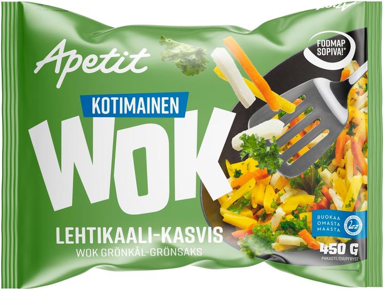 Apetit Kotimainen Wok Lehtikaali-kasvis pakaste 450g