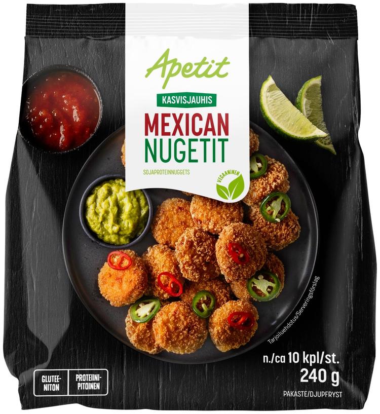 Apetit Kasvisjauhis Vegenugget Mexican soijaproteiininuggetit pakaste 240g