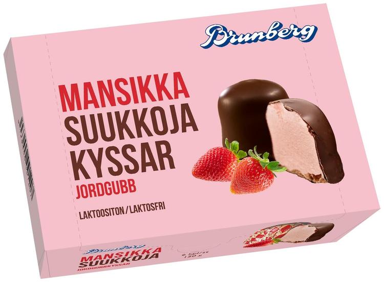 Brunberg Mansikkasuukko kuorrutettuja vaahtomakeisia 150g/6kpl