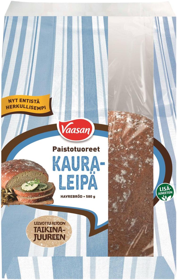 Vaasan Paistotuoreet Kauraleipä 580 g kauraisa sekaleipä