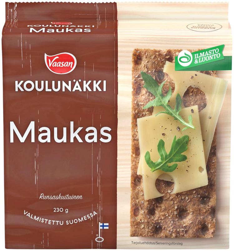 VAASAN KOULUNÄKKI Maukas 230g Täysjyväruisnäkkileipä