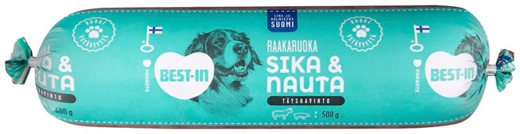 Best-In Sika ja Nauta Jauheliha Koiran Täysravinto Pakaste 500g