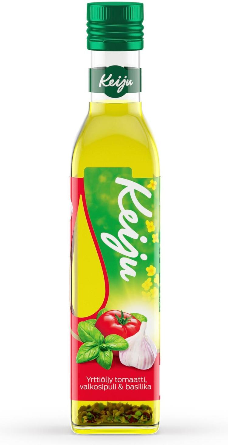 Keiju tomaatti, valkosipuli, basilika yrttiöljy 250 ml