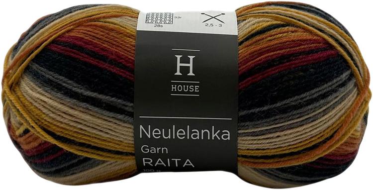 House sukkalanka Raita-kuvio 100 g Orange/yellow/wine/grey 82445