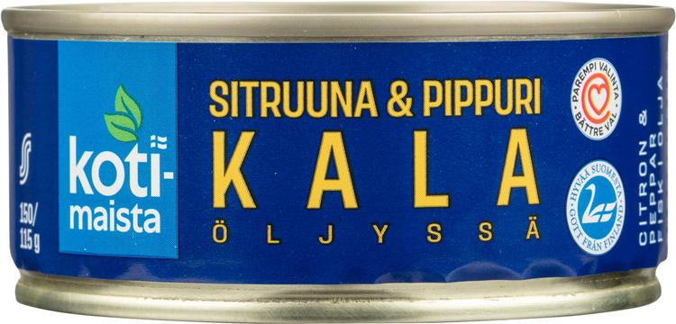 Kotimaista kala öljyssä sitruuna & pippuri 150 g/115 g