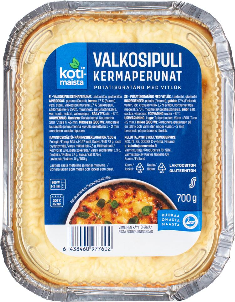 Kotimaista Valkosipulikermaperunat 700g laktoositon gluteeniton