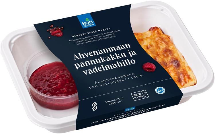 Kotimaista ahvenanmaan pannukakku ja vadelmahillo 180 g