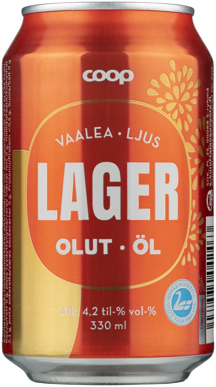 Coop Lager olut 4,2  til-% tölkki 0,33 L