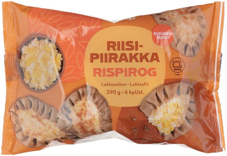 Coop riisipiirakka 6 kpl 390 g