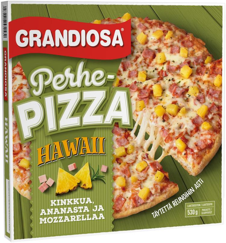 Grandiosa hawaii perhepizza, kinkkua, ananasta ja juustoa pakaste 530g