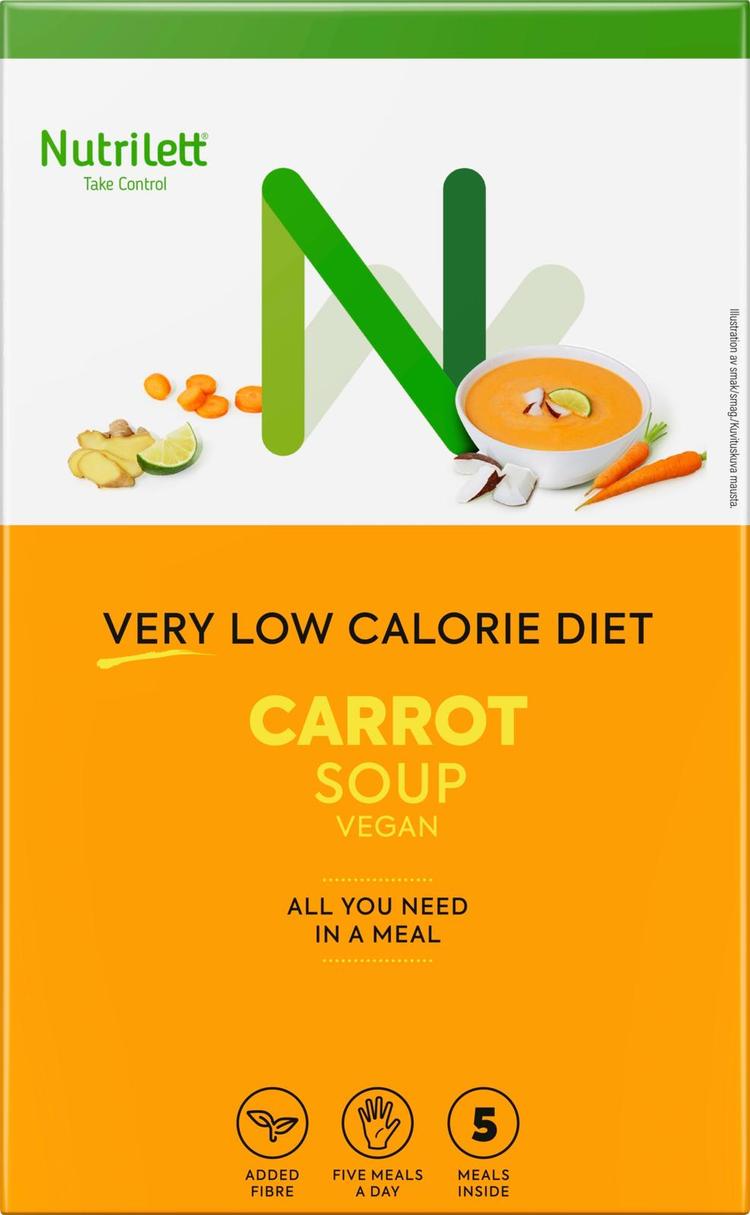 Nutrilett VLCD Vegan Carrot Soup kookosta ja inkivääriä sisältävä porkkanakeitto 5x35g