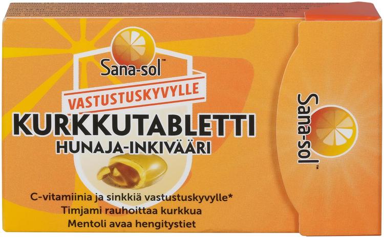 Sana-sol Hunaja-Inkivääri sokeriton kurkkutabletti ravintolisä 16kpl / 48g