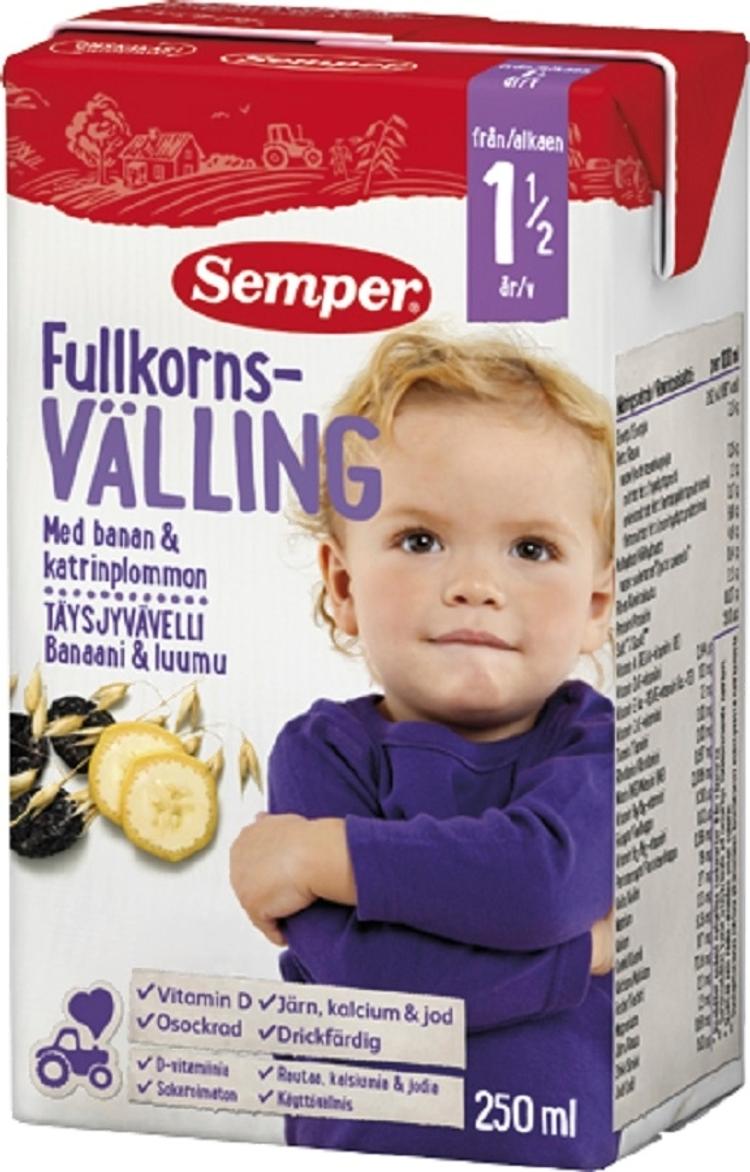 Semper Täysjyvävelli Luumu & banaani 1,5v käyttövalmis velli 250ml