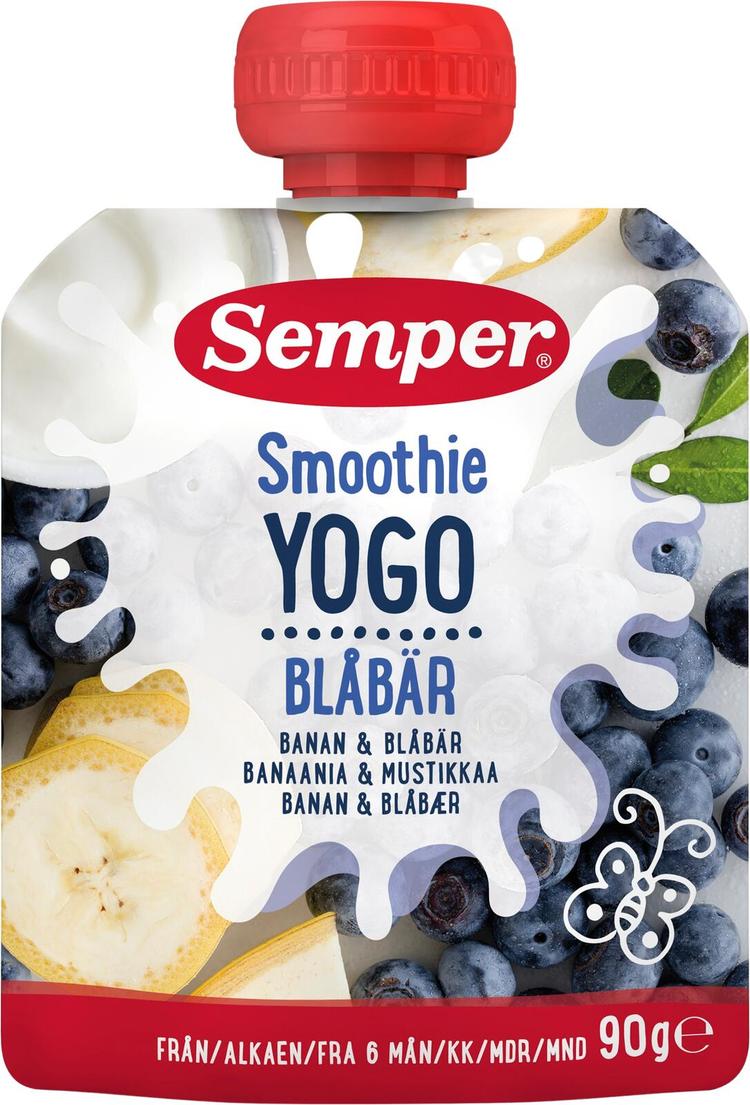 Semper Yogo Smoothie Banaani & mustikka 6kk jogurtti-hedelmäsose 90g