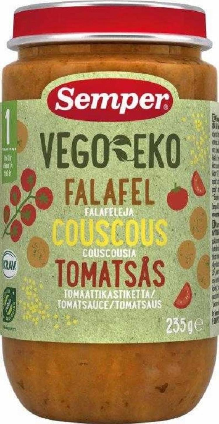 Semper Vego EKO Luomu falafel couscous & tomaattikastike 12kk lastenateria 235g