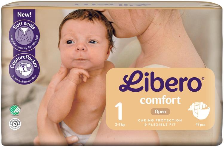 LIBERO Comfort koko 1, 43 kpl, 2-5kg