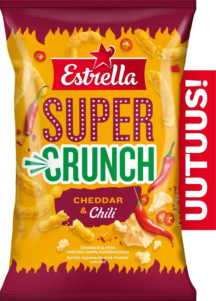 Estrella Super Crunch Cheddar & Chili juustonaksu 175g