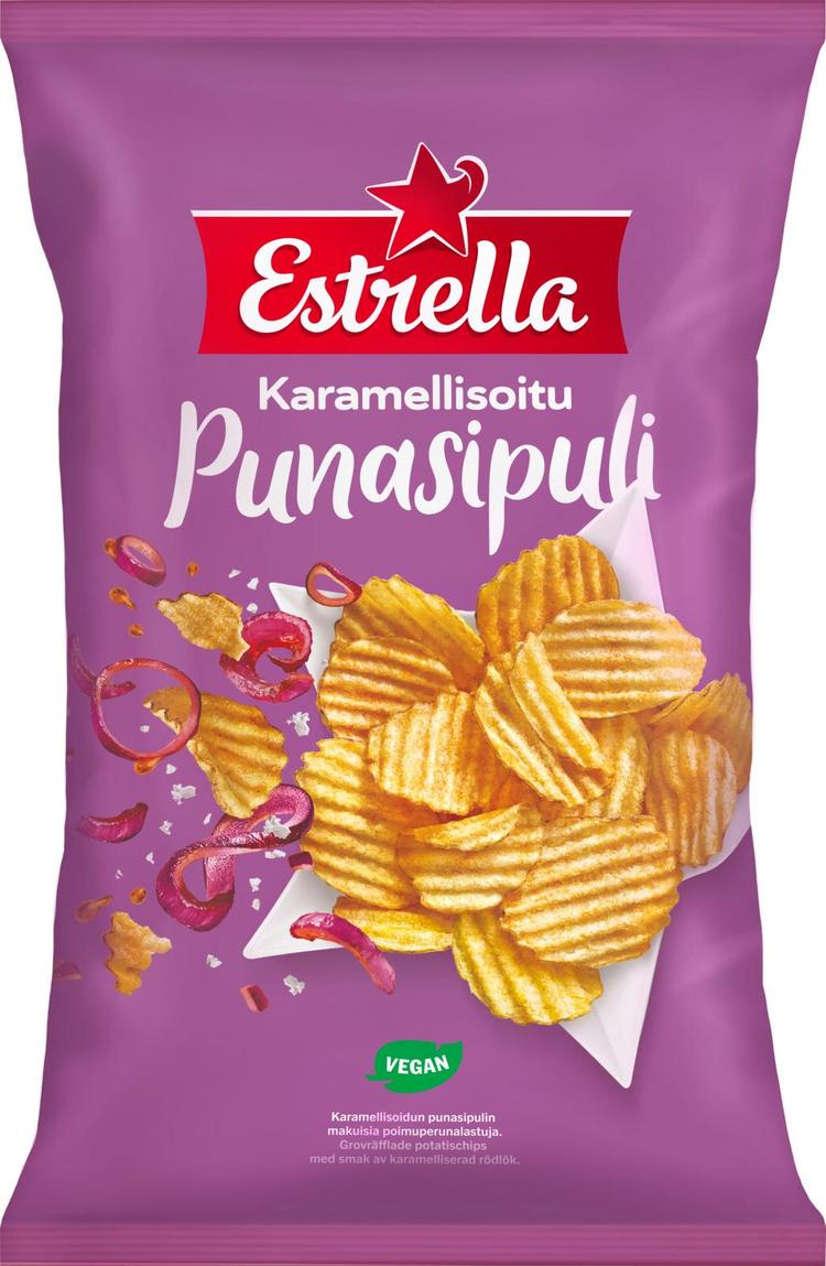 Estrella Karamellisoitu Punasipuli Sipsi 275g