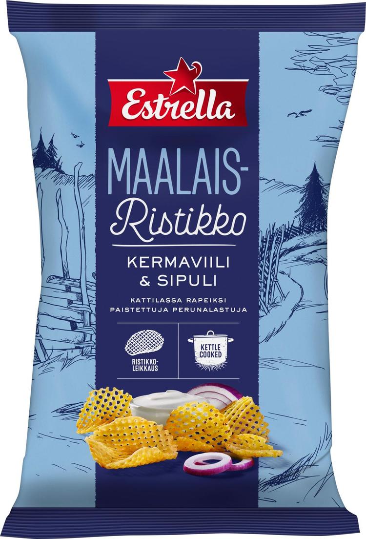 Estrella Maalaisristikkosipsi Kermaviili & sipuli 160g