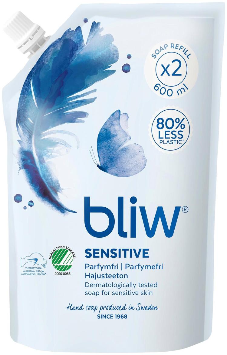 Bliw Sensitive täyttöpussi nestesaippua 600ml