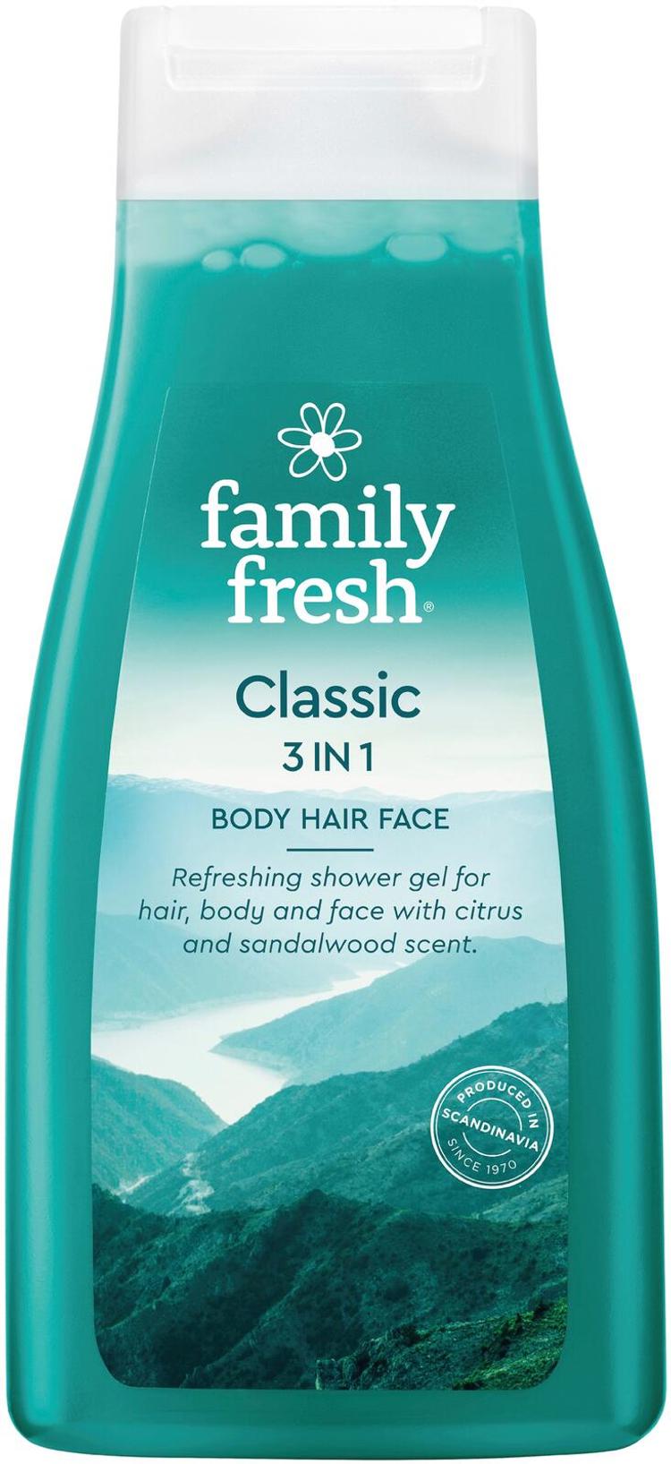 Family Fresh Classic 3in1 Body Hair Face shower gel suihkugeeli 500ml