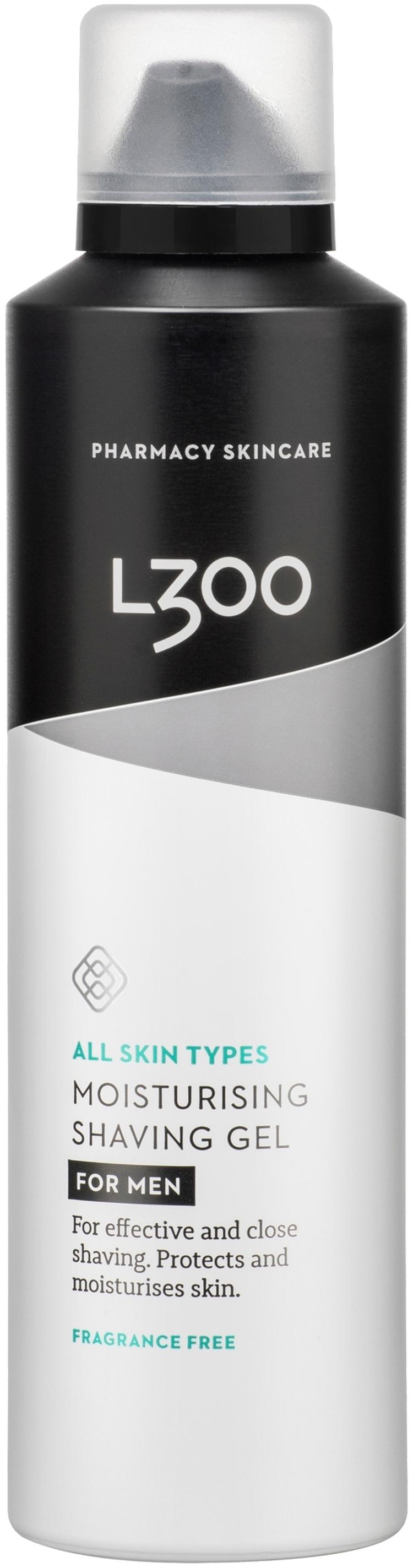 L300 for men Moisturising Shaving Gel fragrance free hajusteeton kosteuttava ja suojaava partageeli 200ml