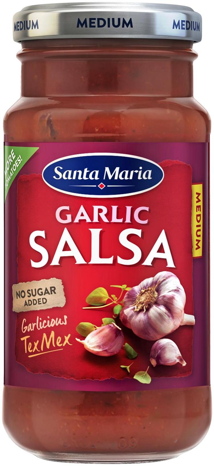 Santa Maria Garlic Salsa Medium valkosipulilla maustettu salsakastike 230 g