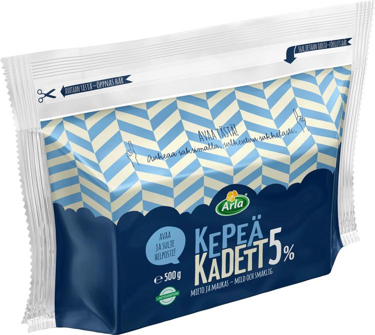 Arla Tolkuttomat Juustot Kepeä Kadett 5% 500 g