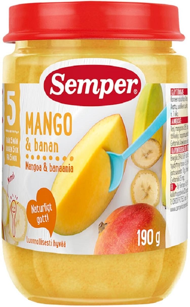 Semper Mangoa ja banaania 5-6kk hedelmäsose 190g
