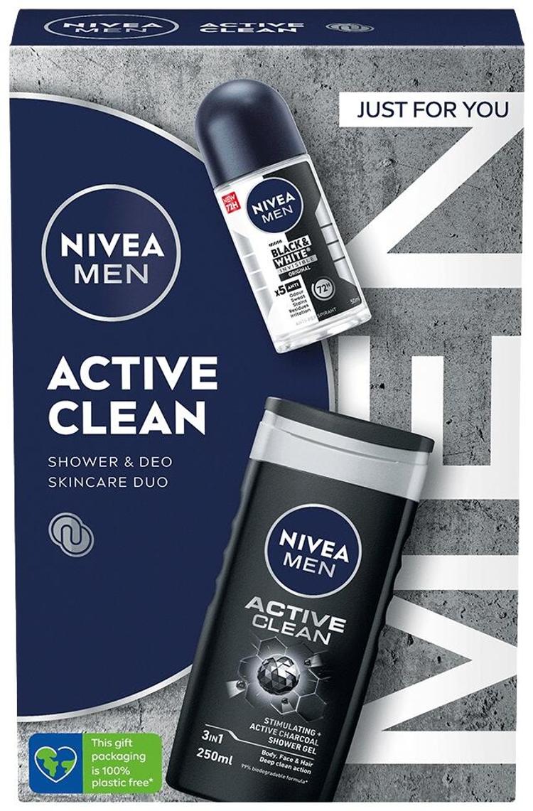 NIVEA MEN Active Clean lahjapakkaus 2024 sis. 2 tuotetta