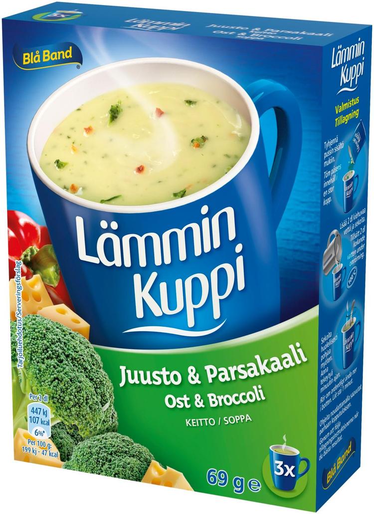 Blå Band Lämmin Kuppi vähälaktoosinen Juusto-Parsakaalikeitto 3x23g