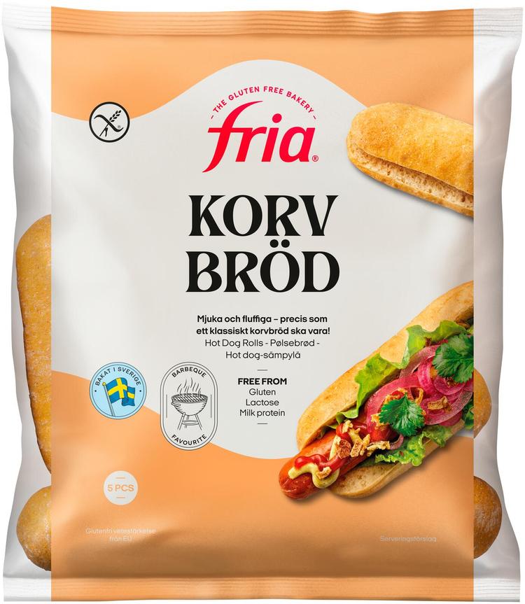 Fria Gluteeniton hotdogsämpylä pakaste 210g/5kpl