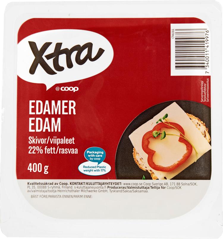 Xtra 400g Edam juustoviipaleet 22%