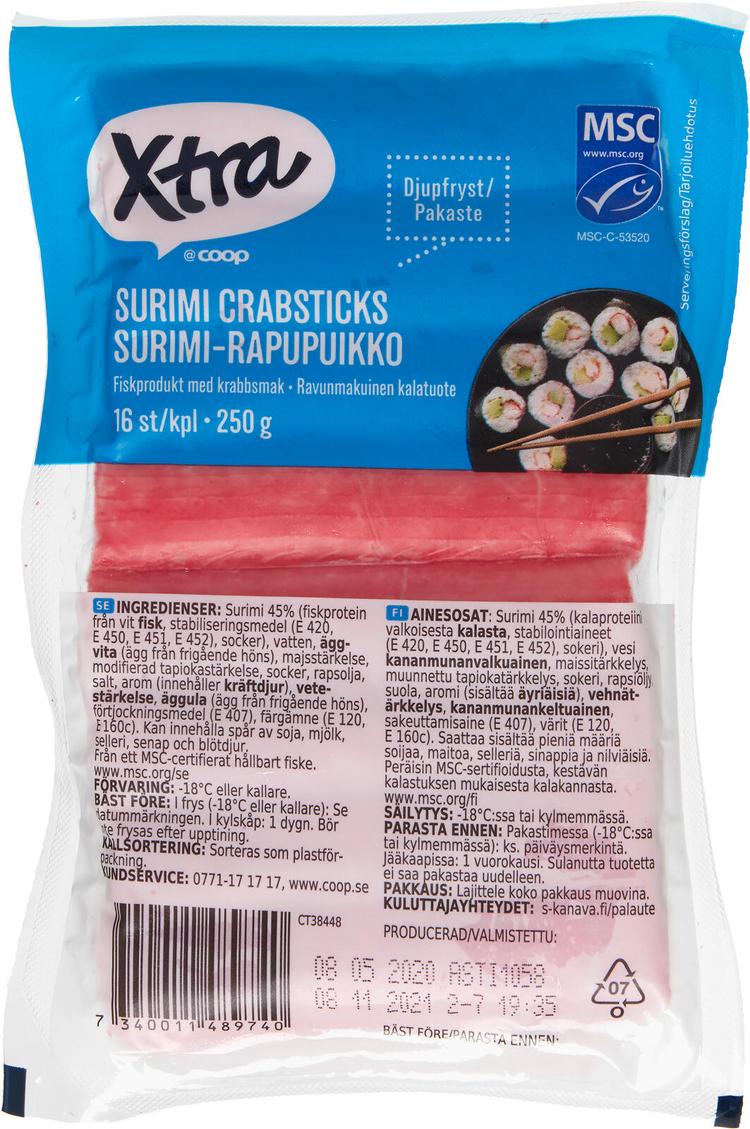 Xtra surimi-rapupuikko MSC pakaste 250 g