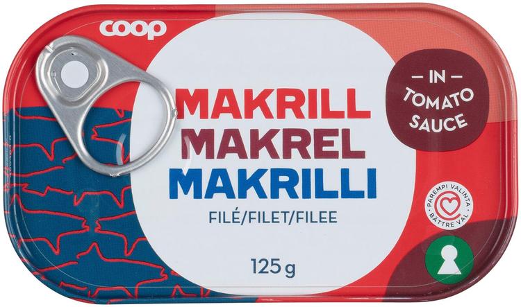 Coop makrillifilee tomaattikastikkeessa 125 g