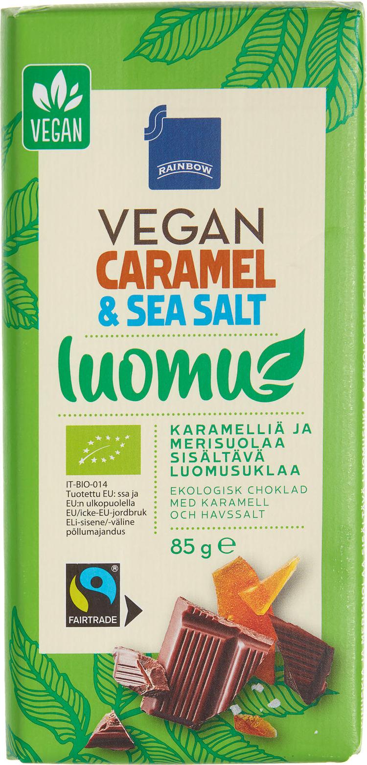 Rainbow 85g vegaaninen luomusuklaa karamelli ja merisuola